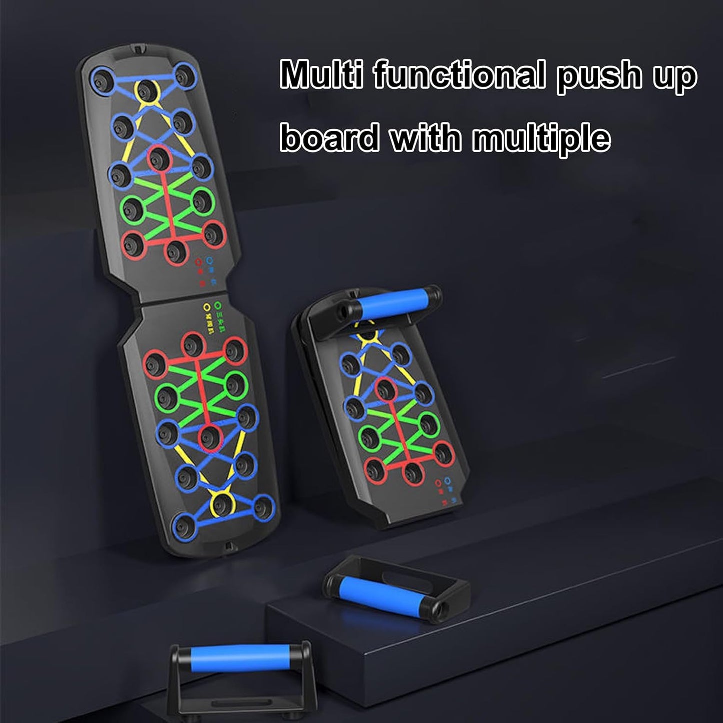 Push Up Board for Men - 15-in-1 Foldable Pushup Board with Push Up Bar, Handles & Bands, Portable Home Gym & Workout Equipment for Chest Exercise, for Teen Boys 16-18 & Gym Lovers