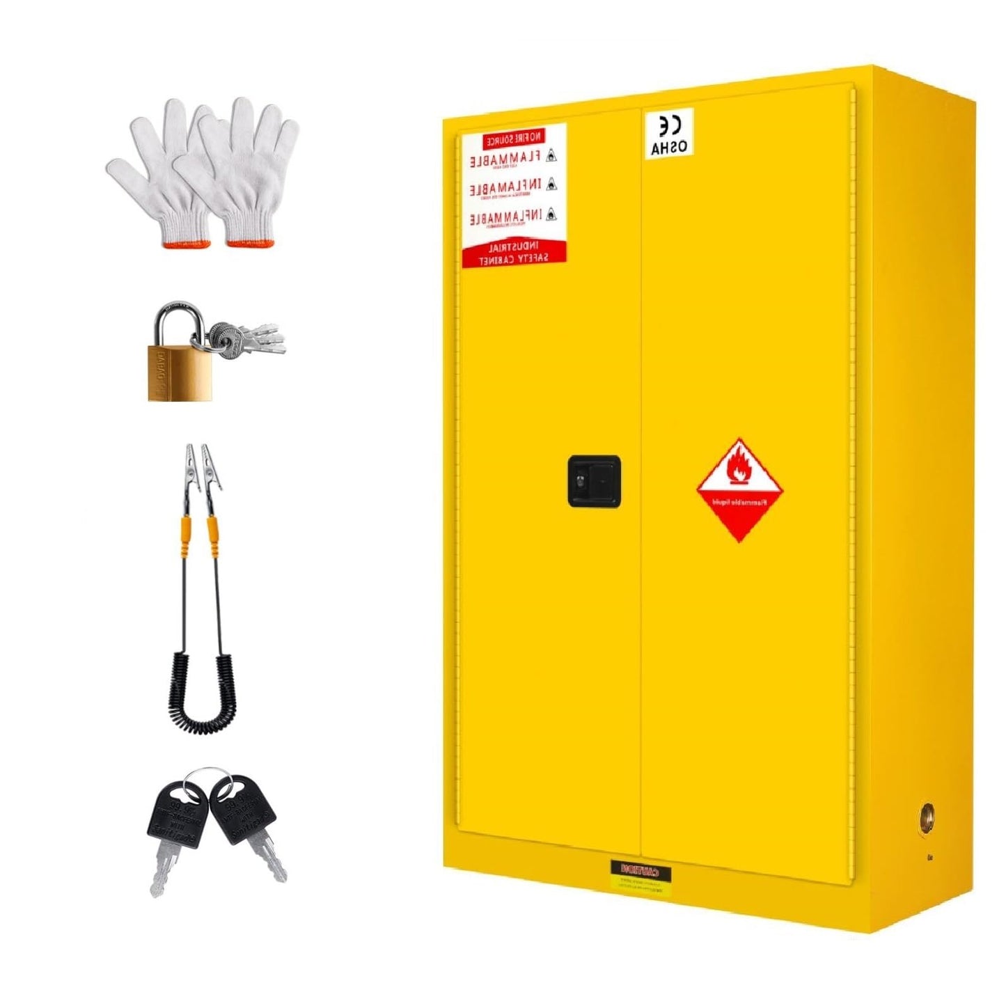 60 Gallon Flammable Storage Cabinet, Fire Cabinet with 3-Point Locking System, Adjustable Shelf Fuel Safety Storage Cabinet, Metal Garage Storage Cabinet for Industrial Commercial and Home Use