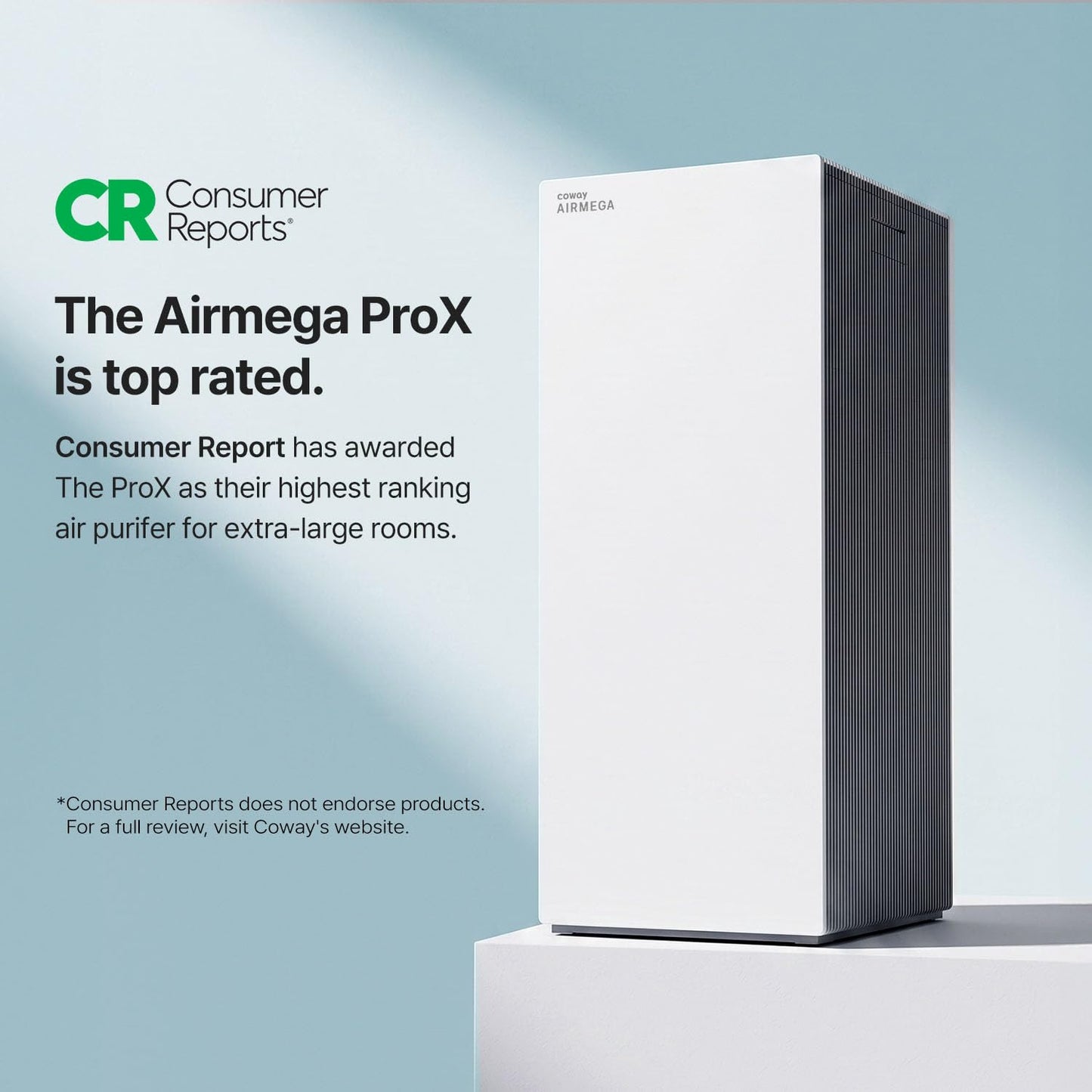 COWAY Air Purifiers for Large Room Whole Home Up to 4,253ft², 2 Sets of XL Washable Pre-Filters and HEPA Filters for Dual Purification, AQI, Turbo Mode, Timer, Wheels, 5yr Warranty, ProX(B)