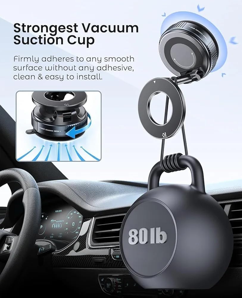 BEIDOQIXIN 360 Automobiles[98+LBS 2800gf Magnetic Car Phone Holder Vacuum Adsorption Suitable for iPhone and Android