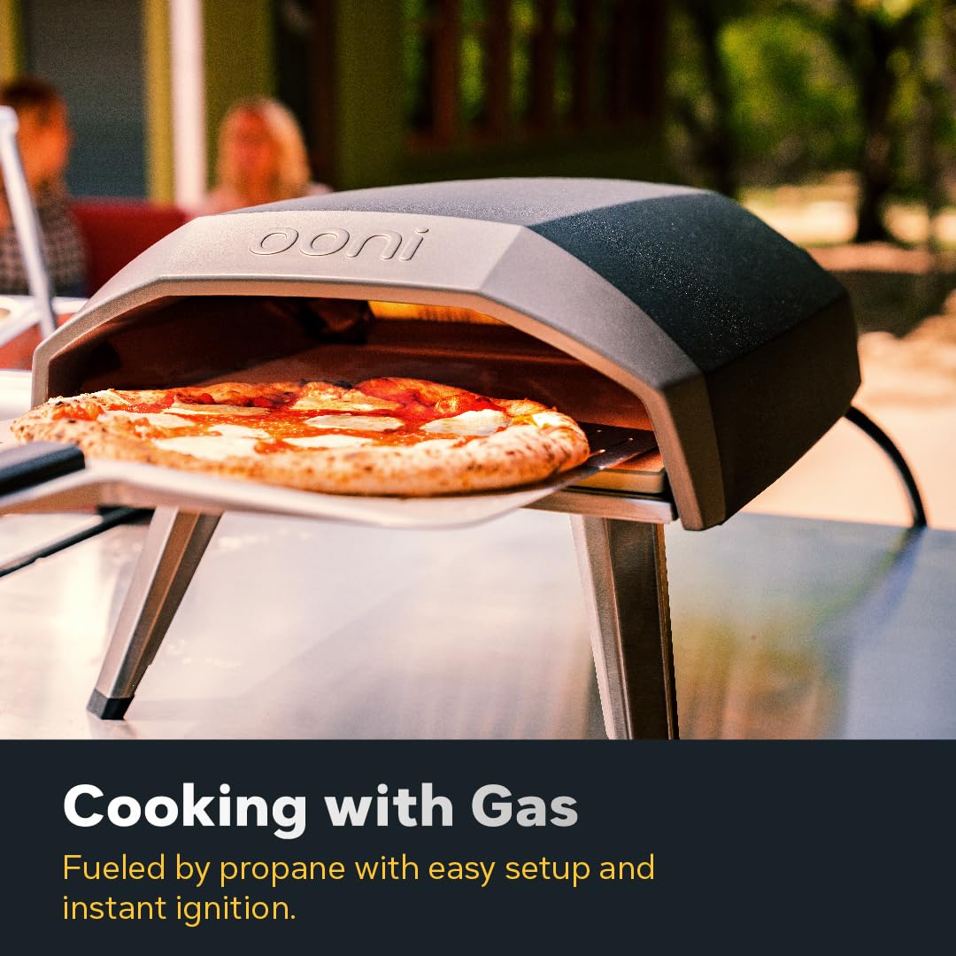 Ooni Koda 12 Gas Pizza Oven – 12" Gas Powered Outdoor Oven with 28 mBar Regulator and Gas Hose, Gas powered Portable Pizza Oven - Foundry Black