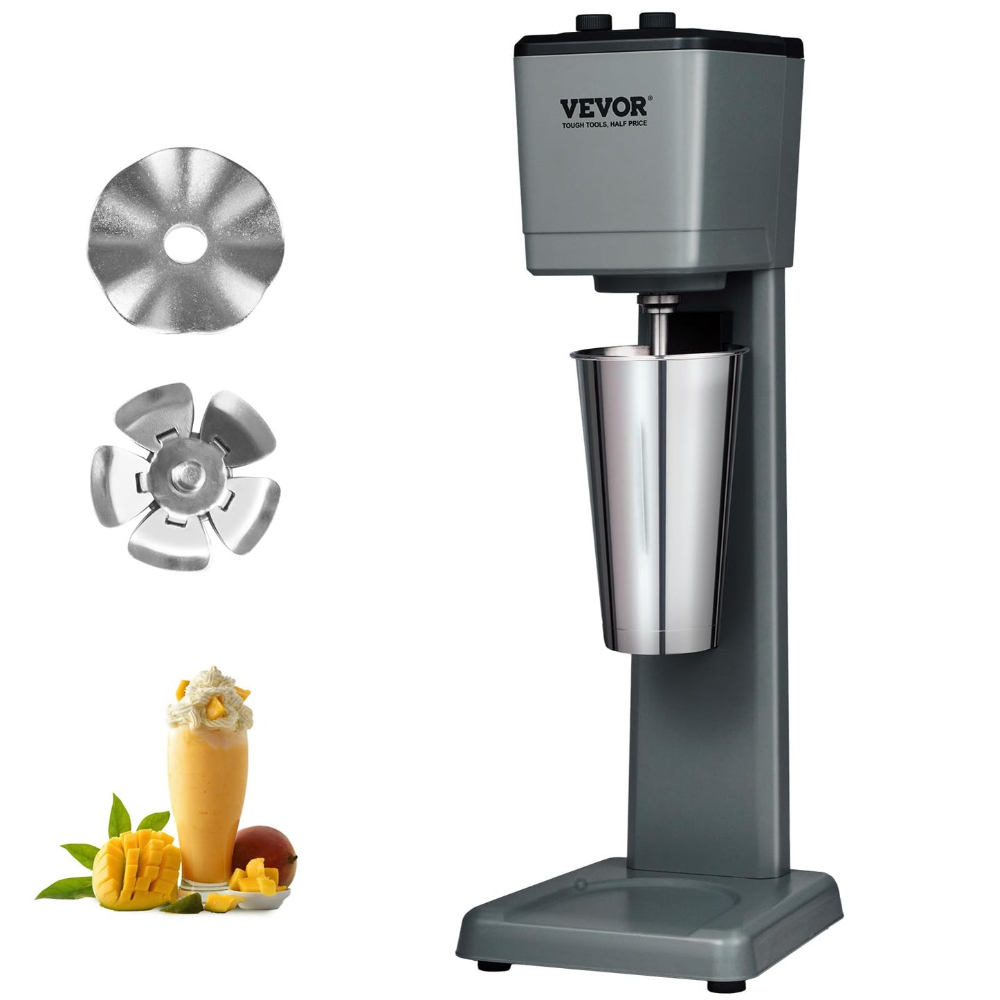 VEVOR Milkshake Machine, 375W Milkshake Maker Mixer, Single Head Drink Mixer Blender Machine, 3-Speed Milkshake Blender with 820ml Stainless Steel Cup for Commercial