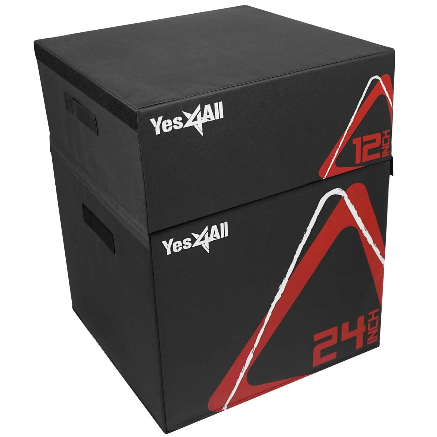 Yes4All Adjustable Soft Plyo Box – Available in 6, 12, 18 and 24-inch Box Sizes (K. Black - 12" + 24")