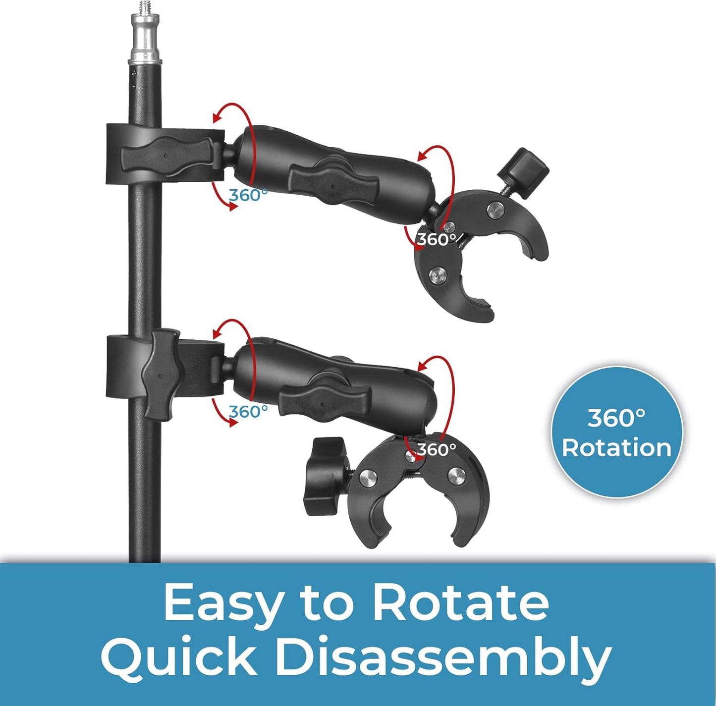 Sequpr Camera Clamp Mount for Gopro, Super Clamp Adapter Double Head Multifunction Holder for Motorcycle, Photography