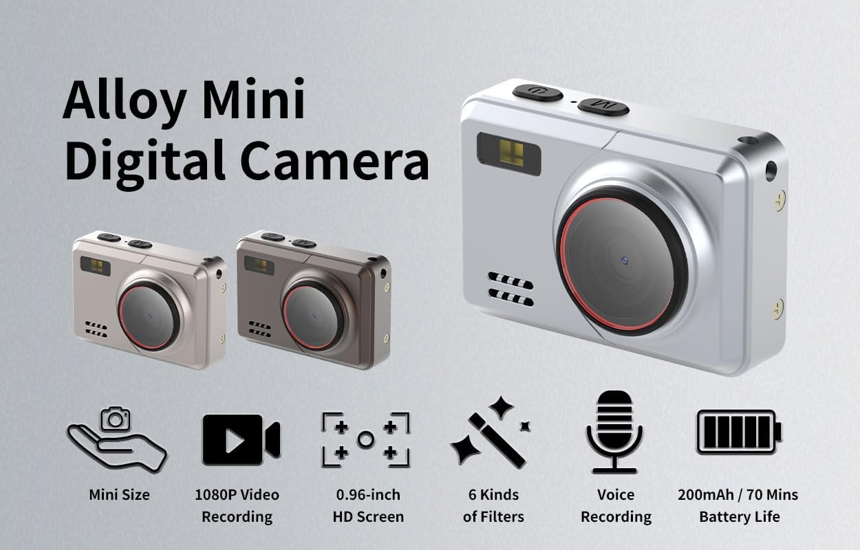 WANDMANICOS 1080P 32GB 0.96IPS Retro Mini Digital Camera HD Video RecorderPortable Keychain Video Camera with Card