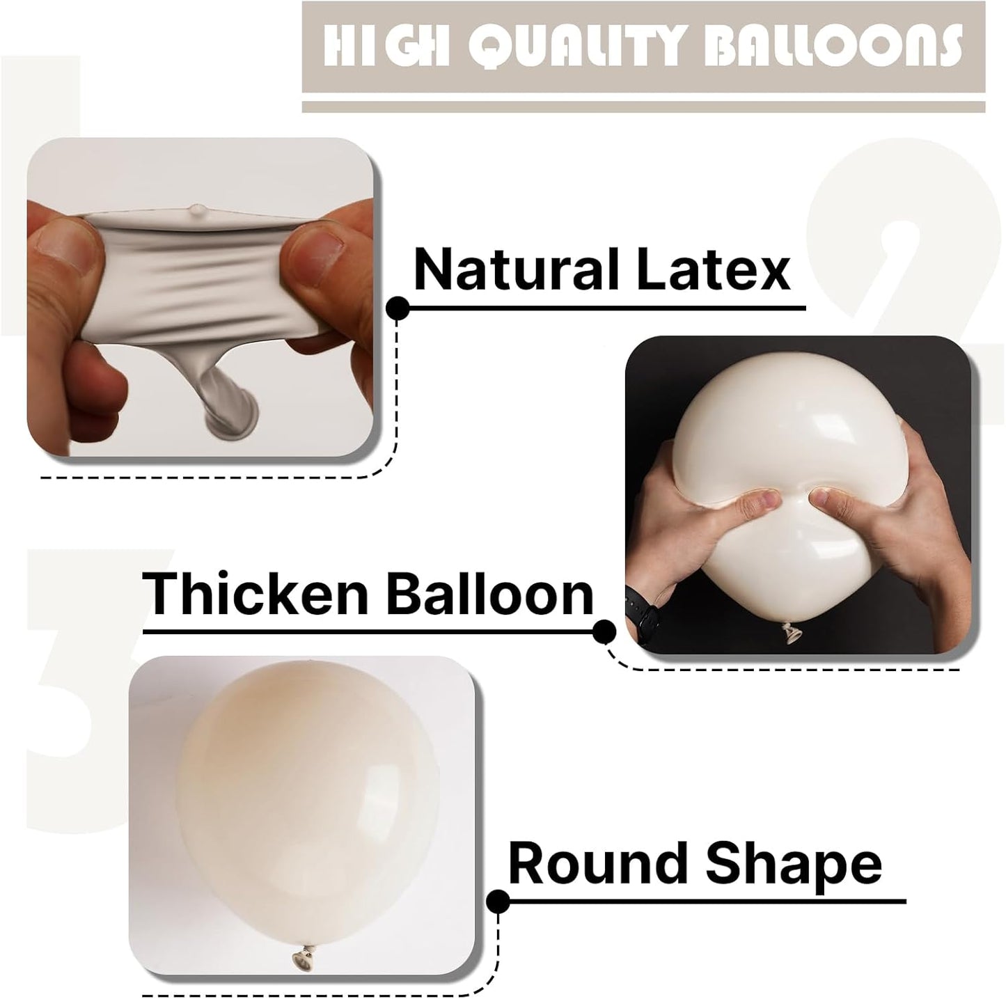 PartyWoo White Sand Balloons - 155-Piece Boho Neutral Balloon Arch Kit | 18", 12", 10", 5" Sizes for Weddings & Events