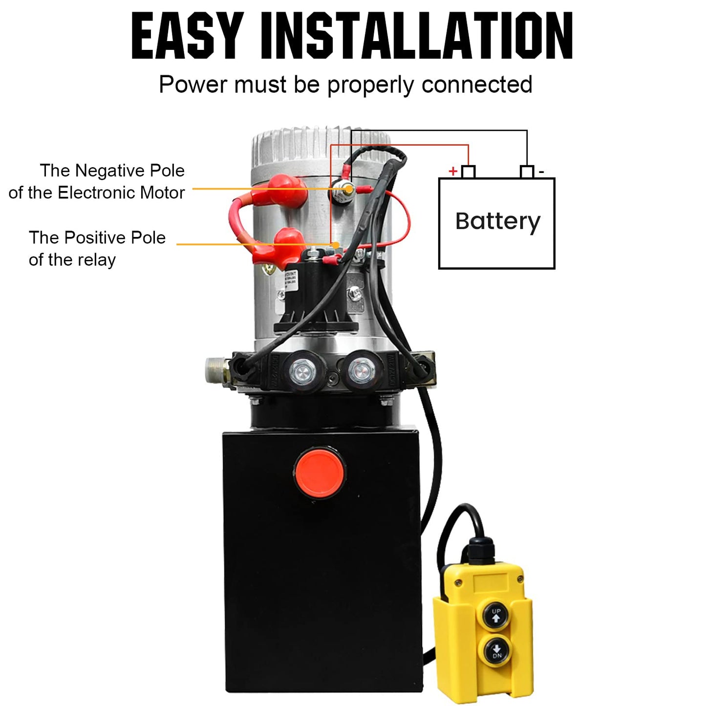 DC HOUSE Hydraulic Power Unit 15 Quart Double Acting Hydraulic Pump DC 12V Power Unit Metal Reservoir for Dump Trailer Car Lifting