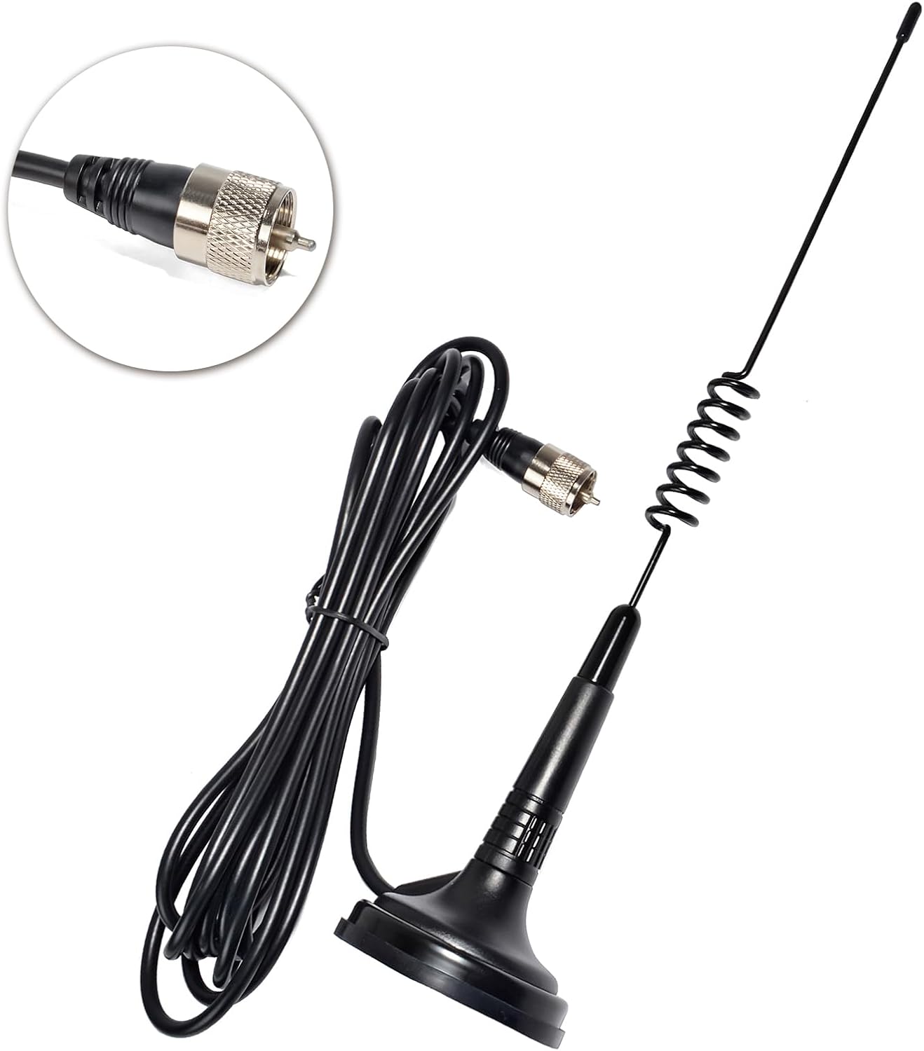YNIBST 27MHz W/PL259 Magnetic Mount CB Antenna Connector,for Cobra Midland Uniden Radioddity President Truck Vehicle