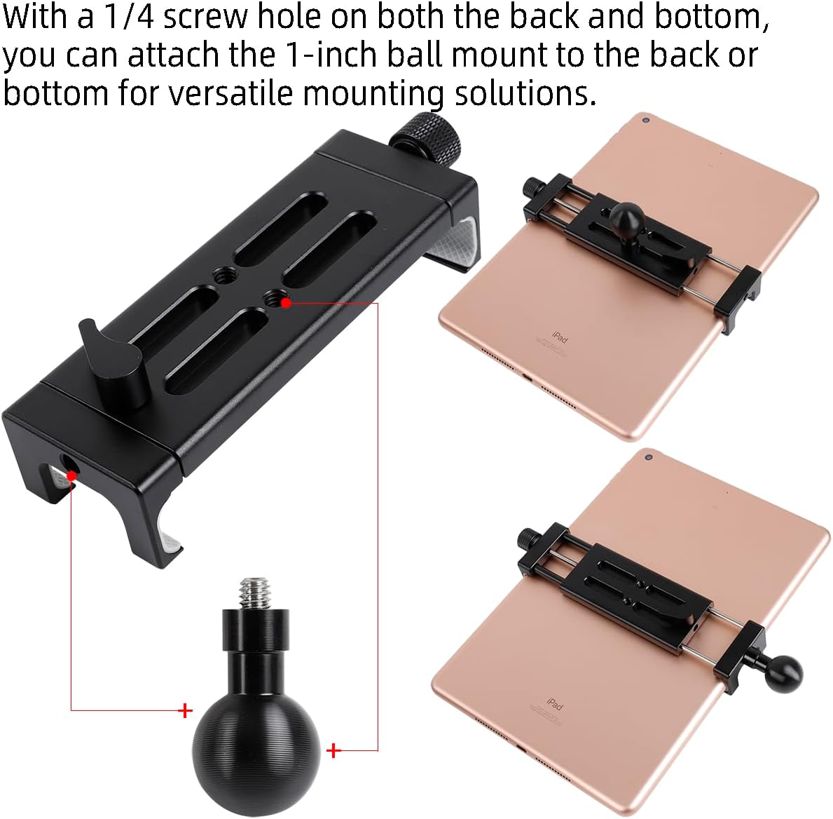 Leenconghui 4.7"-15" All-Aluminum Car Tablet Holder with Heavy Duty Drill Base, Compatible with iPad Pro Mini Samsung
