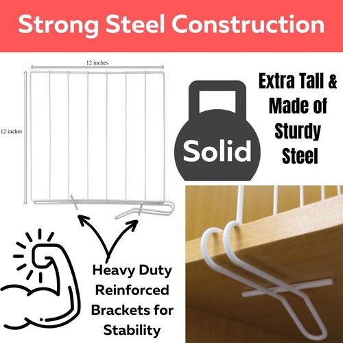 Evelots Shelf Dividers - 8 Pack Closet Organizers for Wood Shelves | Durable 12-Inch Tall Design