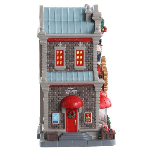 LEMAX 85344 Caddington Collection Nora’s Christmas Boutique Lighted Building, 8.39-inches x 7.17-inches x 4.80-inches