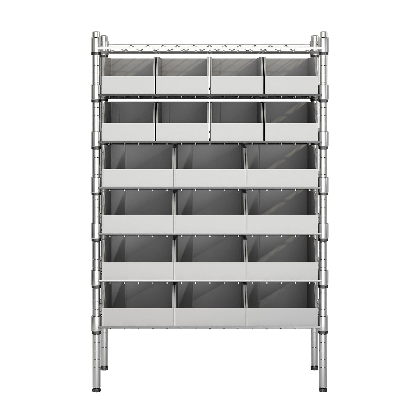 biosplot Heavy Duty Bin Rack, Storage Shelves with 20 Bins, Solid Steel Wire Shelving Storage Unit, Organizer for Garage, Warehouse, Office, Restaurant, Classroom, Kitchen, 31.7" x 16" x 55.6", Gray