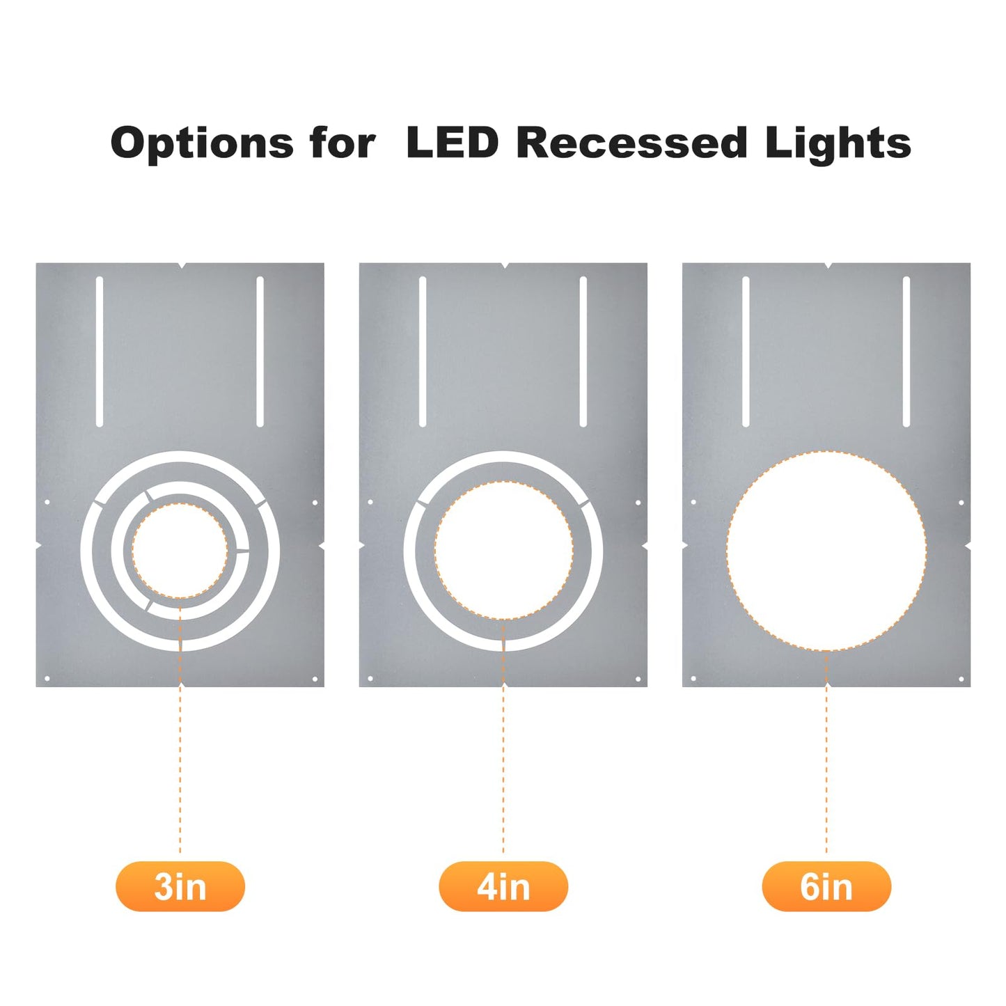 48 Pack New Construction Mounting Plate with 3-4-6" Round Hole –13× 9" Galvanized Steel Recessed LED Light Plate in Wafer Light Bracket, Thin Recessed Ceiling Light with Junction Box