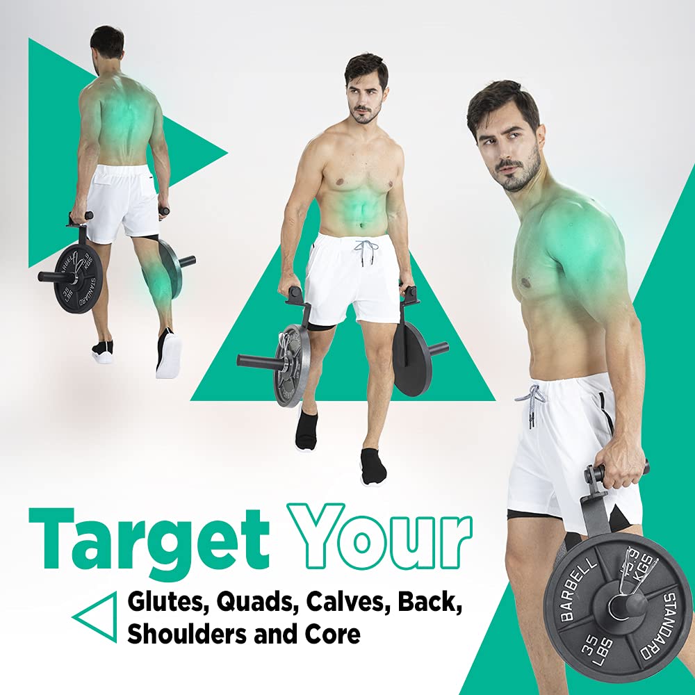 LoGest Farmer Walk Handles - Set of 2 Farmers Carry Handles with Clip Collars - Portable Exercise Equipment Targets Glutes Calves Quads and More Improve Grip Strength Ideal for Body Building Workouts