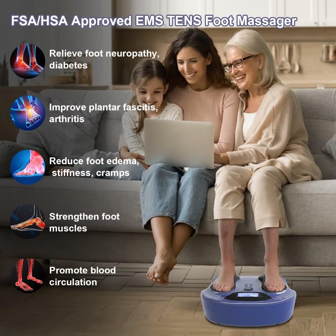 Creliver Foot Nerve Muscle Stimulator Pro, EMS/TENS Foot Massager for Neuropathy Pain Relief and Leg Circulation, TENS Muscle Stimulator