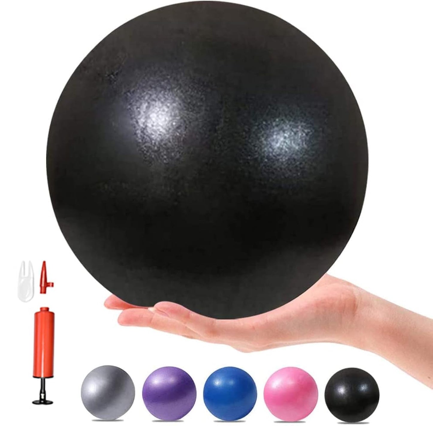 MOMPLUS 6 Inch Exercise Pilates Mini Yoga Balls Barre for Home Stability Squishy Training Physical Therapy Improves Balance Core Strength Comes with Pump(Black, 6 Inch)