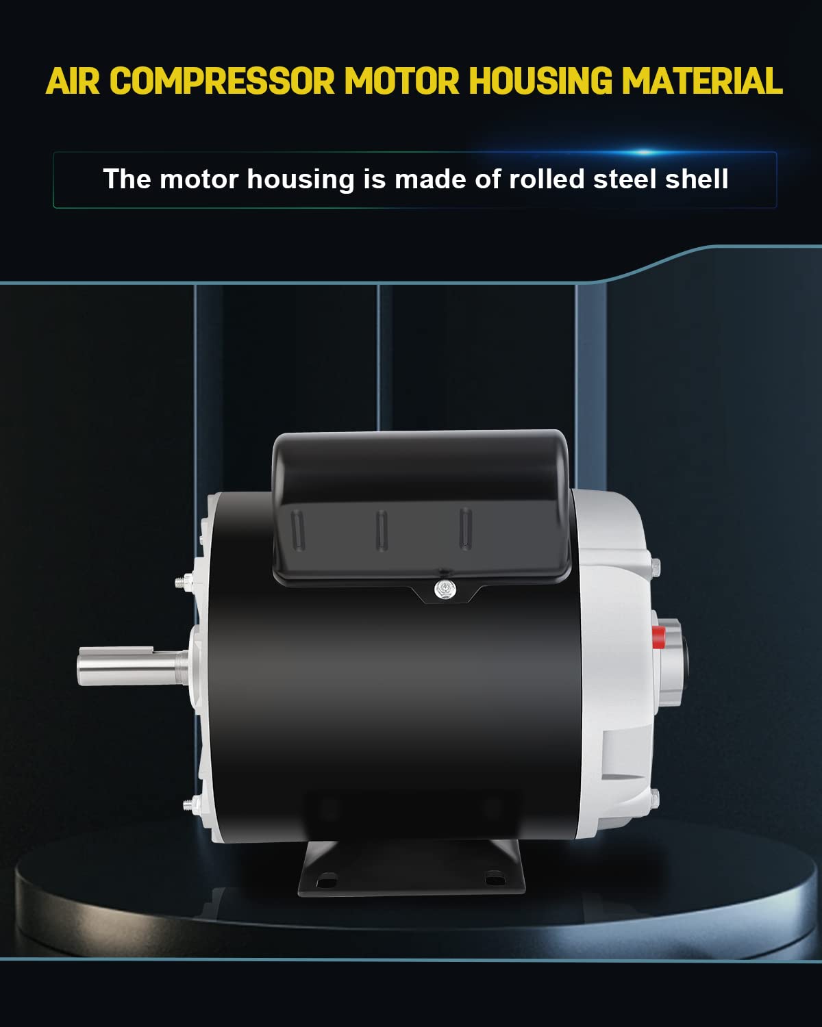 1 HP Air Compressor Motor, Electric Motor 3450 RPM, 115/230V Single Phase, 56 Frame 5/8" Keyed Shaft 60 Hz, Commercial-Duty CCW Rotation, 1.88" Shaft Length for Air Compressors