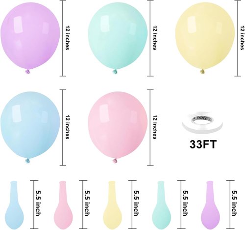 KBZVNAF Pastel Balloons - 50 Pack 12-Inch Multicolor Latex Balloons for Baby Showers & Birthdays