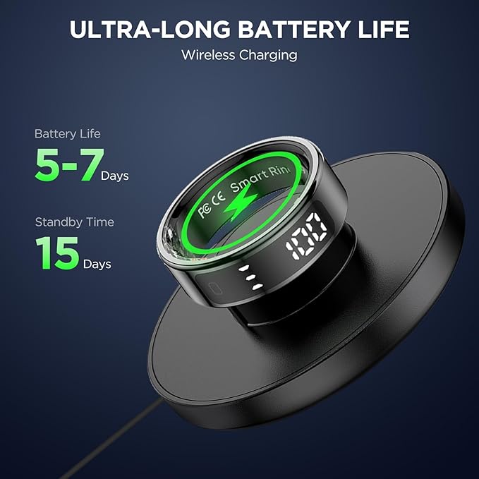Smart Ring for Women with Display Screen, Sleep Ring for Men with Heart Rate, Fitness Tracker/Step tracker for Activity Monitoring/Steps/Calories,Wireless Charging, for iOS Android (RoseGold,10#)