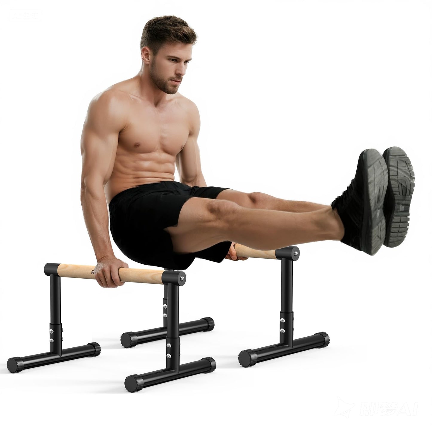 RELIFE REBUILD YOUR LIFE Push Up Bar,14in High Dip Station Functional Heavy Duty Dip Stands Fitness Workout Dip bar Station Stabilizer Parallette Push Up Stand (Black-04)