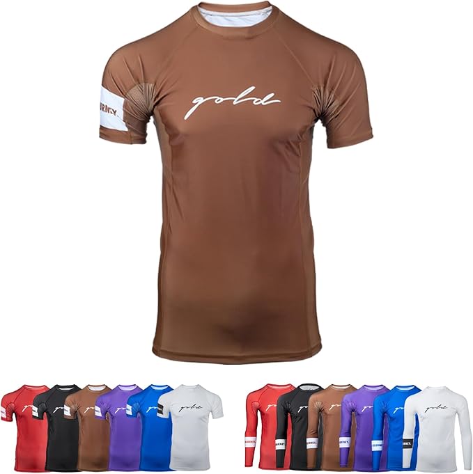 Gold BJJ Foundation Rash Guard - Ranked No-Gi and Gi Jiu Jitsu Rashguard