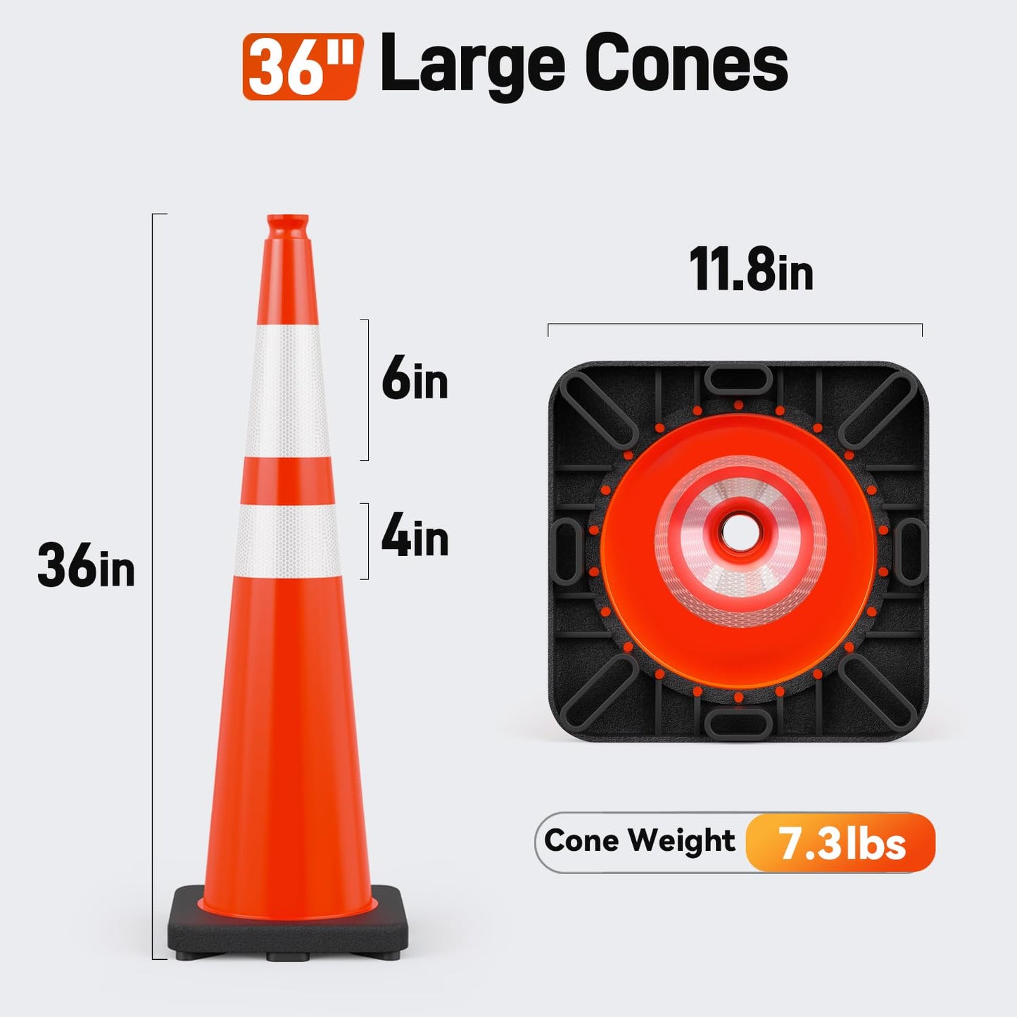 HiGiant 36 Inch Traffic Cones 5 Pack, Orange Safety Cone with Weighted Base, High-Visibility and Impact-Resistant, for Parking, Road Construction, Drivers Training, Driveway