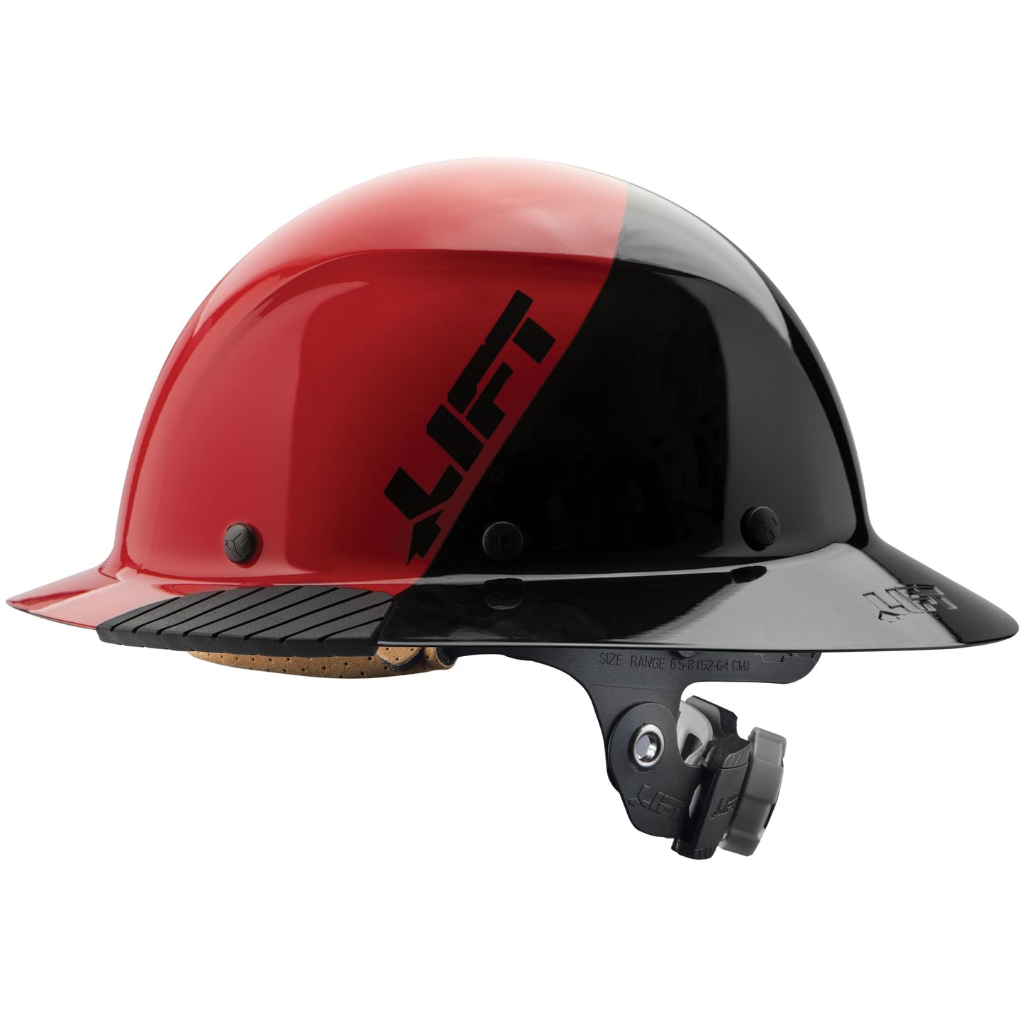 LIFT SAFETY Dax Fiber Resin Full Brim Safety Helmet | 6 Point Suspension for Comfort & Impact Protection | 50/50 Gloss Red/Black