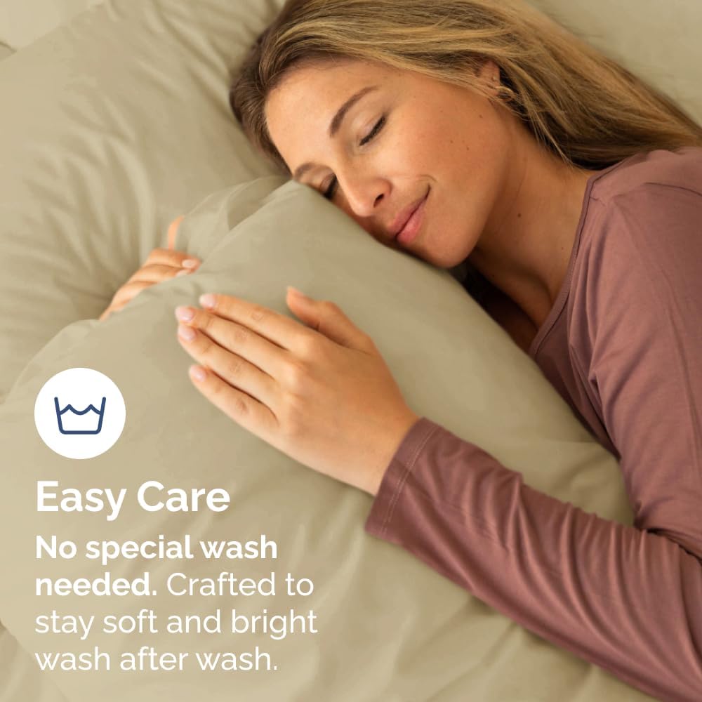Queen Pillow Cases by LuxeDream | Ultra Soft Hotel Quality | Wrinkle-Free, Stain & Fade Resistant | 10-Piece Set in Beige