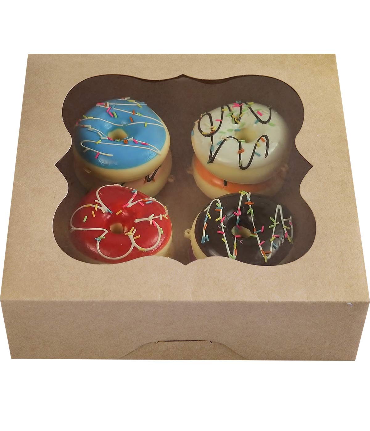 CHERRY 15-Pack 10"x10"x3"Brown Bakery Boxes with PVC Window for Pie and Cookies Boxes Small Natural Kraft Paper Box 10x10x3inch Pack of 15