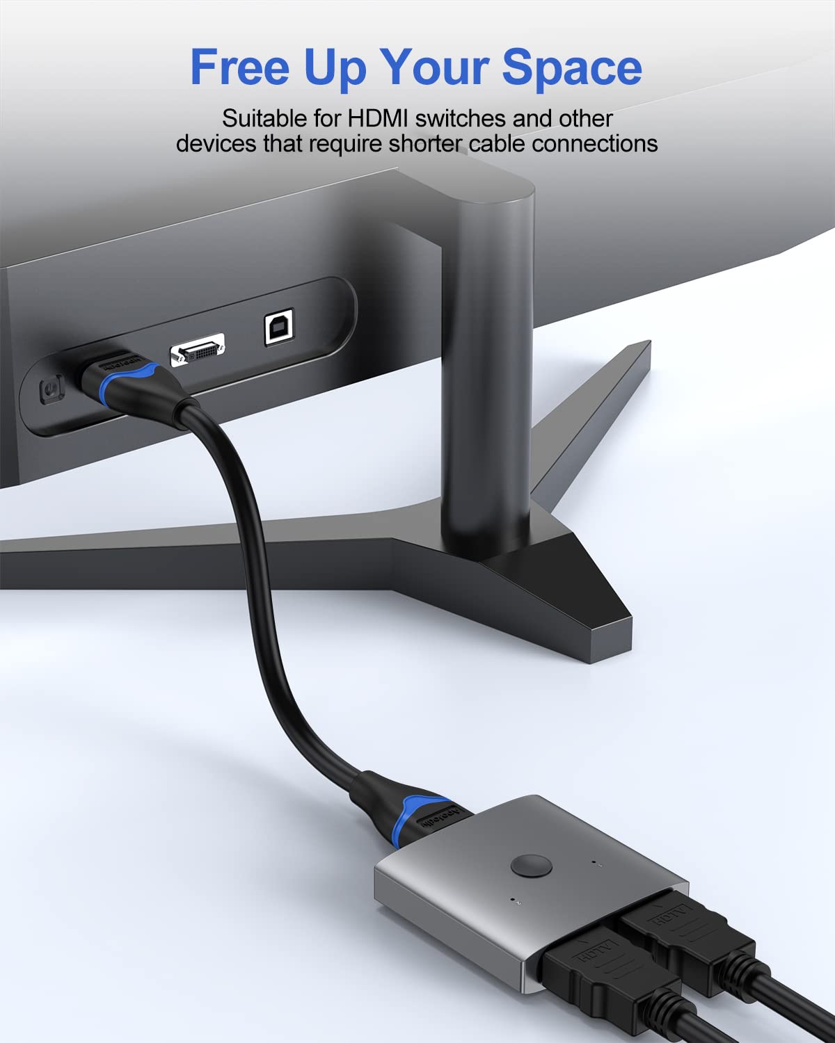 4K 6 inch 5-Pack, 0.5FT 2.0(4K@60Hz, 2K@144Hz, 1080P@120Hz, 18Gbps, 3D, 2.2, PS4/PS5, Short HDMI Cable HDMI Cord High