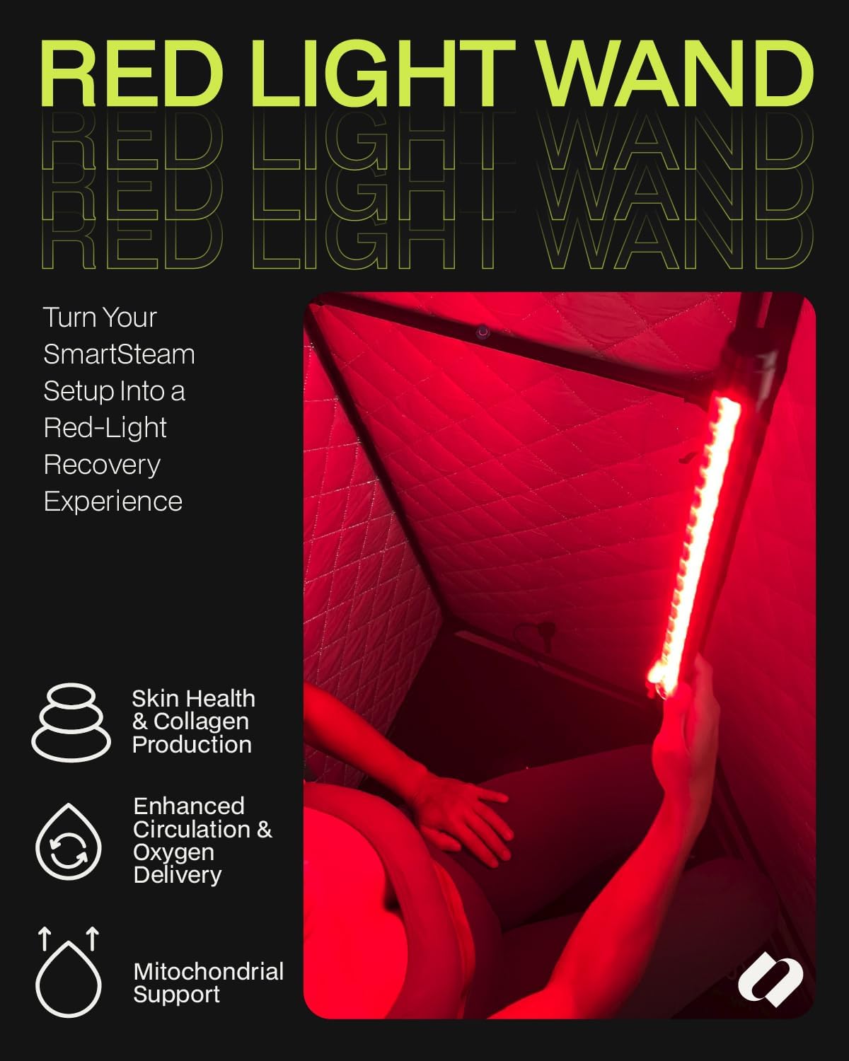 SAUNABOX® Red Light Therapy Wand for Sauna | 660nm & 850nm Infrared Sauna Light | Home Sauna Accessory | Waterproof Sauna Light Add-On for Portable Sauna Frames