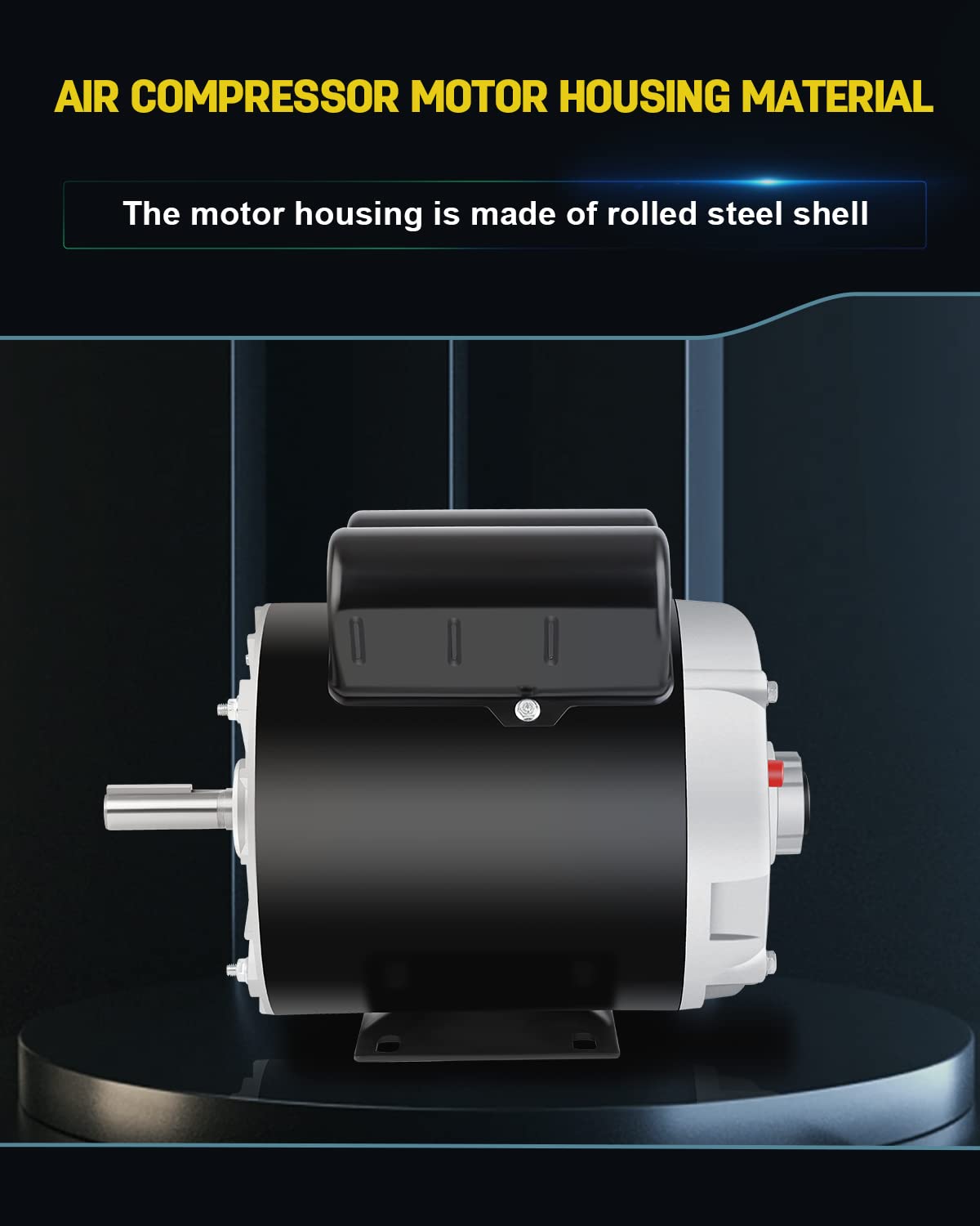 Air Compressor Motor,2 HP SPL 3450 RPM Electric Motor, 115/230V 15/7.5A Single Phase, 56 Frame 5/8" Keyed Shaft, Commercial-Duty CCW Rotation, 1.88" Shaft Length for Air Compressors