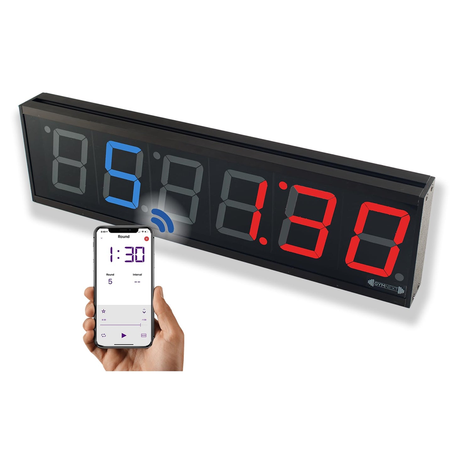 GymNext Flex Timer - Gym Edition - Bluetooth App-Controlled Wall Mounted 23" LED Gym Clock with Large 4.0" Digits for Crossfit, Tabata, HIIT, EMOM, MMA, Boxing, Interval Training, Circuits, Workouts