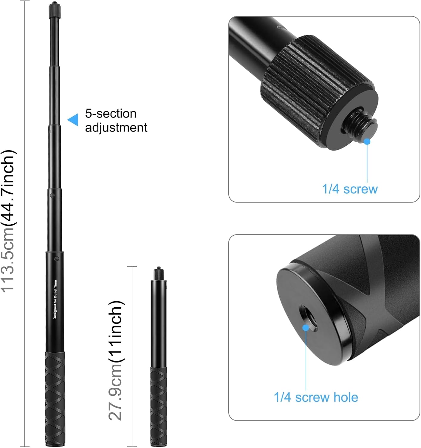 TzezFoz 12/11/10/9/8 /Insta360 X5 X4 X3 Motorcycle Bicycle Selfie Stick, Camera Handlebar Mount for Third Person View