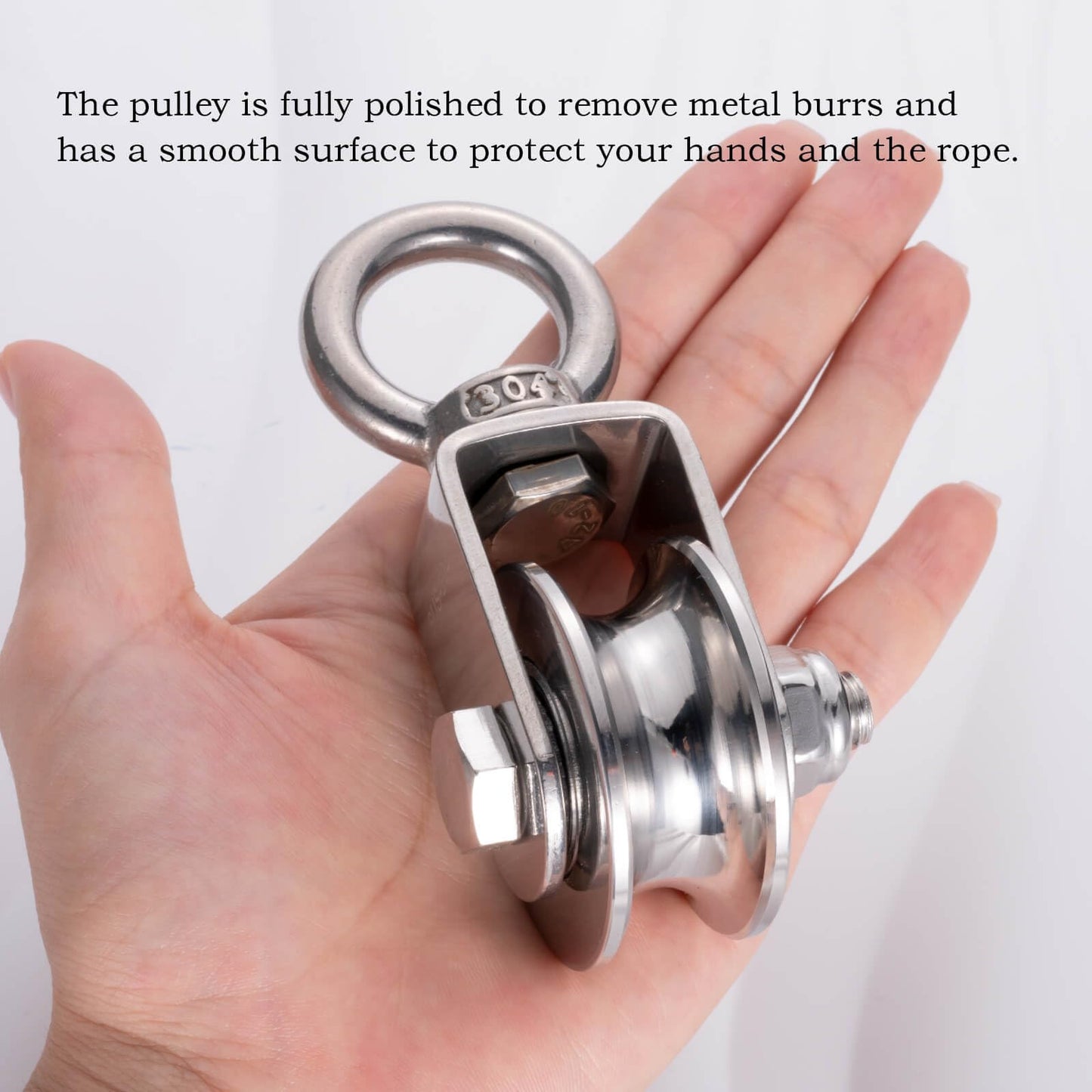 SHINICO Cable Pulley Wheel, Swivel Single Pulley Block, 304 Stainless Steel, Bearing Inside, Heavy Duty Good for Pulley System Gym Equipment, Loading 1100lb