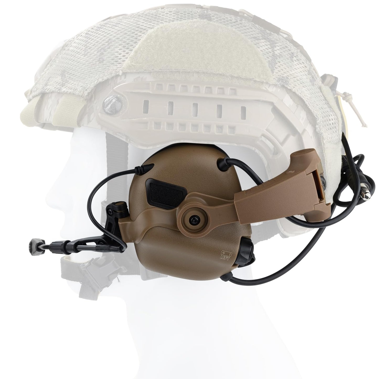 OPSMEN Upgrade EARMOR M32X PLUS Tactical Headset with MIC, Nato TP120 & U-174 Connector and ARC Rail Helmet Adapters, Noise Cancelling Ear Muffs Electronic Hearing Protection for Shooters