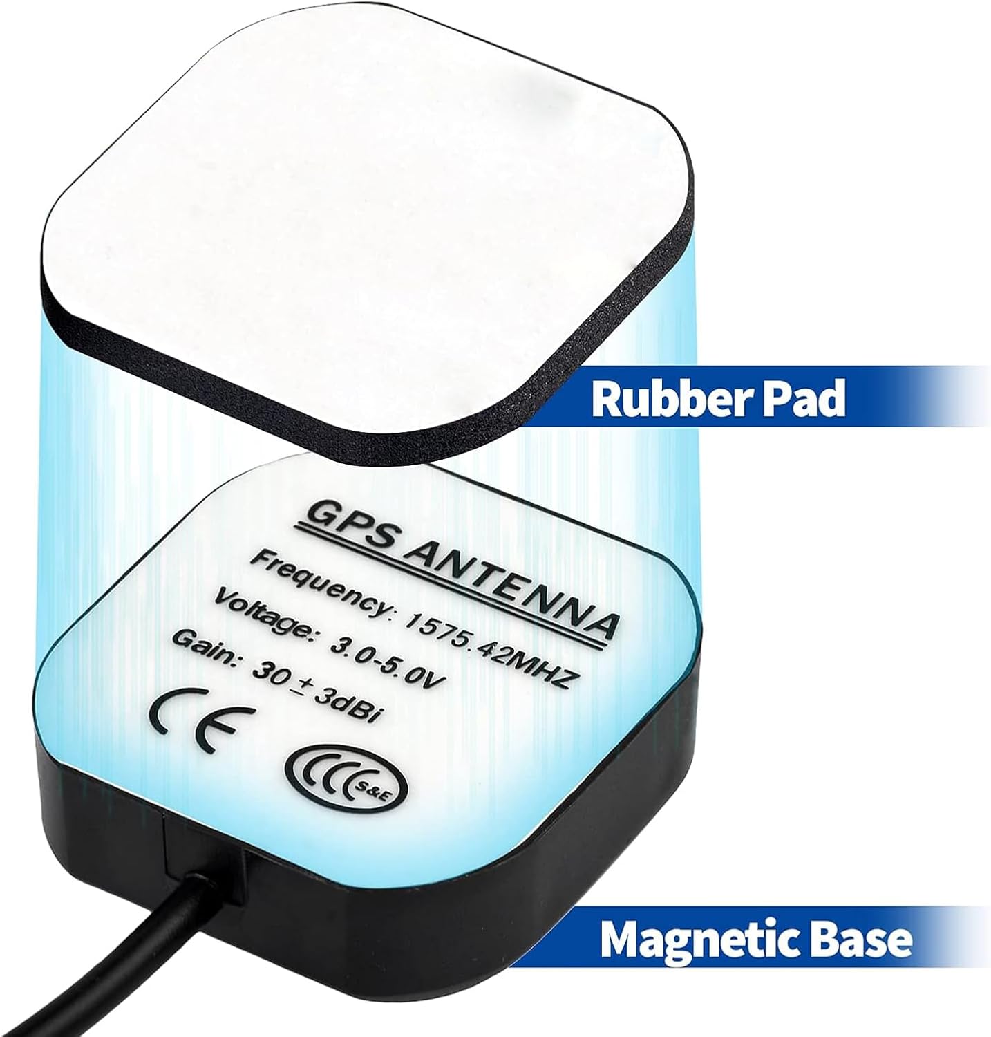 BINGFU Vehicle Waterproof Active GPS Navigation Antenna Fakra C Blue GPS Antenna Compatible with Car Truck SUV Head