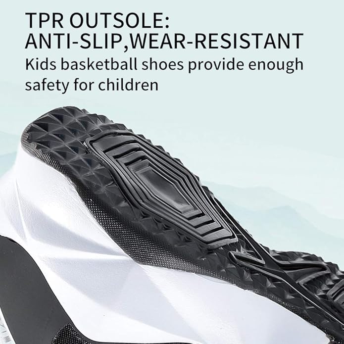 VITUOFLY Kids Basketball Shoes Boys Air Cushion Sneakers Girls Mid Top School Hoops Shoes Non-Slip Outdoor Sports Running Gym Comfortable Durable Little Kid/Big Kid