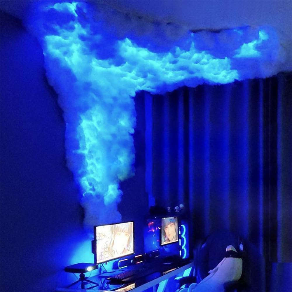 Skiennix 3D Thundercloud Storm Ceiling Light - Music Sync Fluffy Cloud Design for Gaming Room & Bedroom Decor