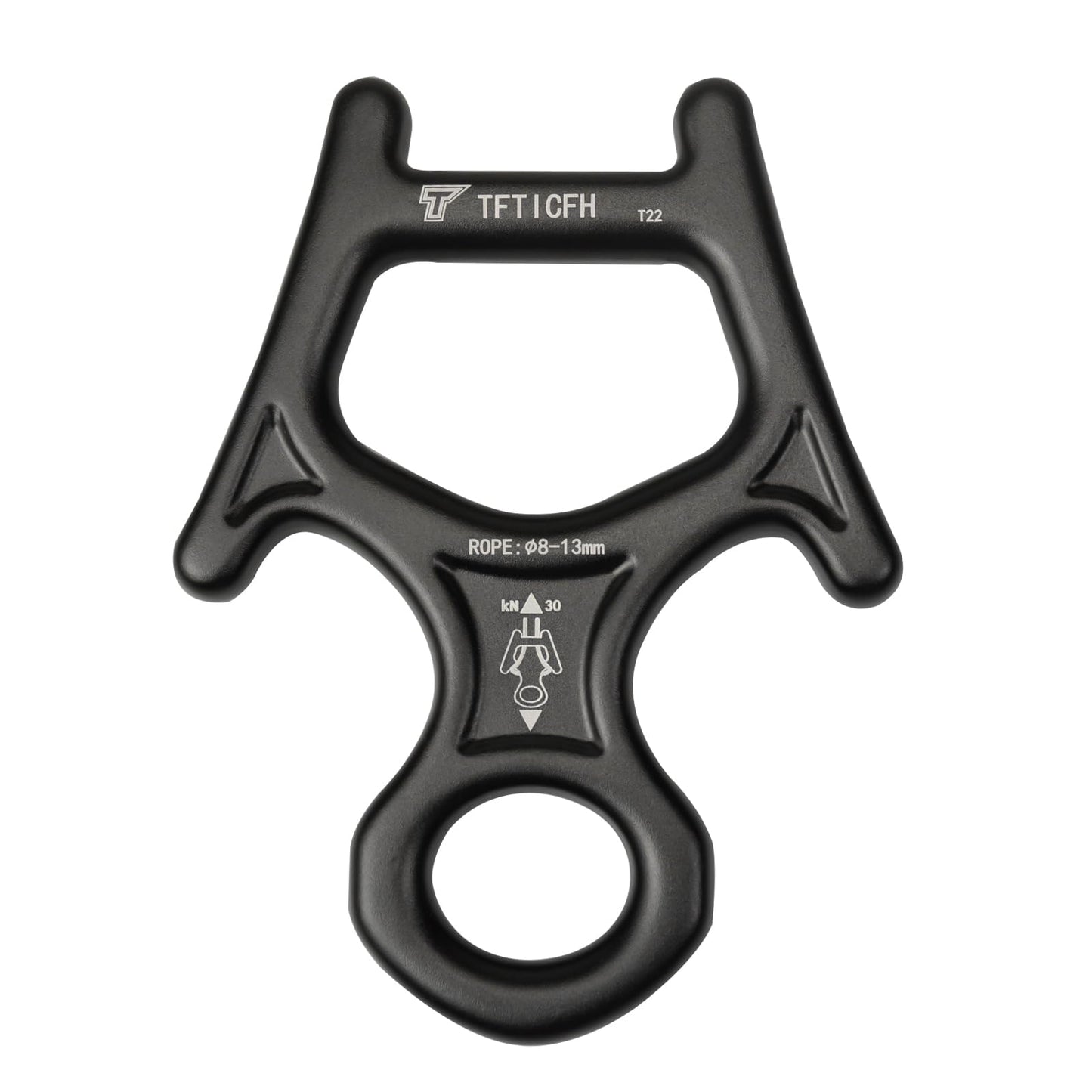 TFTICFH Figure 8 Descender, 30kN Climbing Descender, Heavy Duty 7075 Aluminum Belay & Rappel Equipment for Climbing, Mountaineering, Arborist, Caving, Aerial Yoga, Black