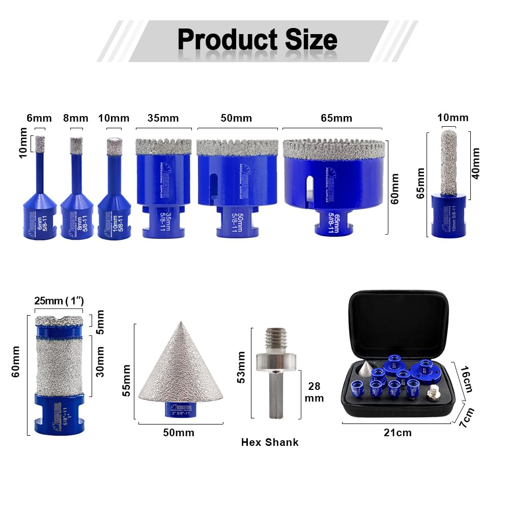 SHDIATOOL Diamond Core Drill Bits 6 Inch for Porcelain Ceramic Tile Marble Brick Vacuum Brazed Hole Saw