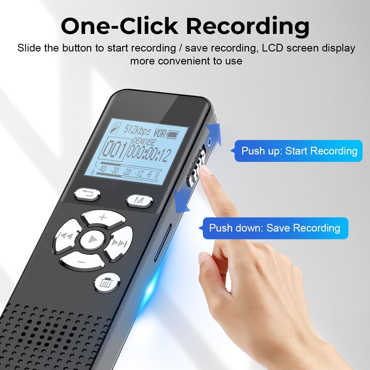 AKALULI 72GB 5300 Digital Voice Activated Recorder with Playback - Audio Recording Device with Hours Recording Time