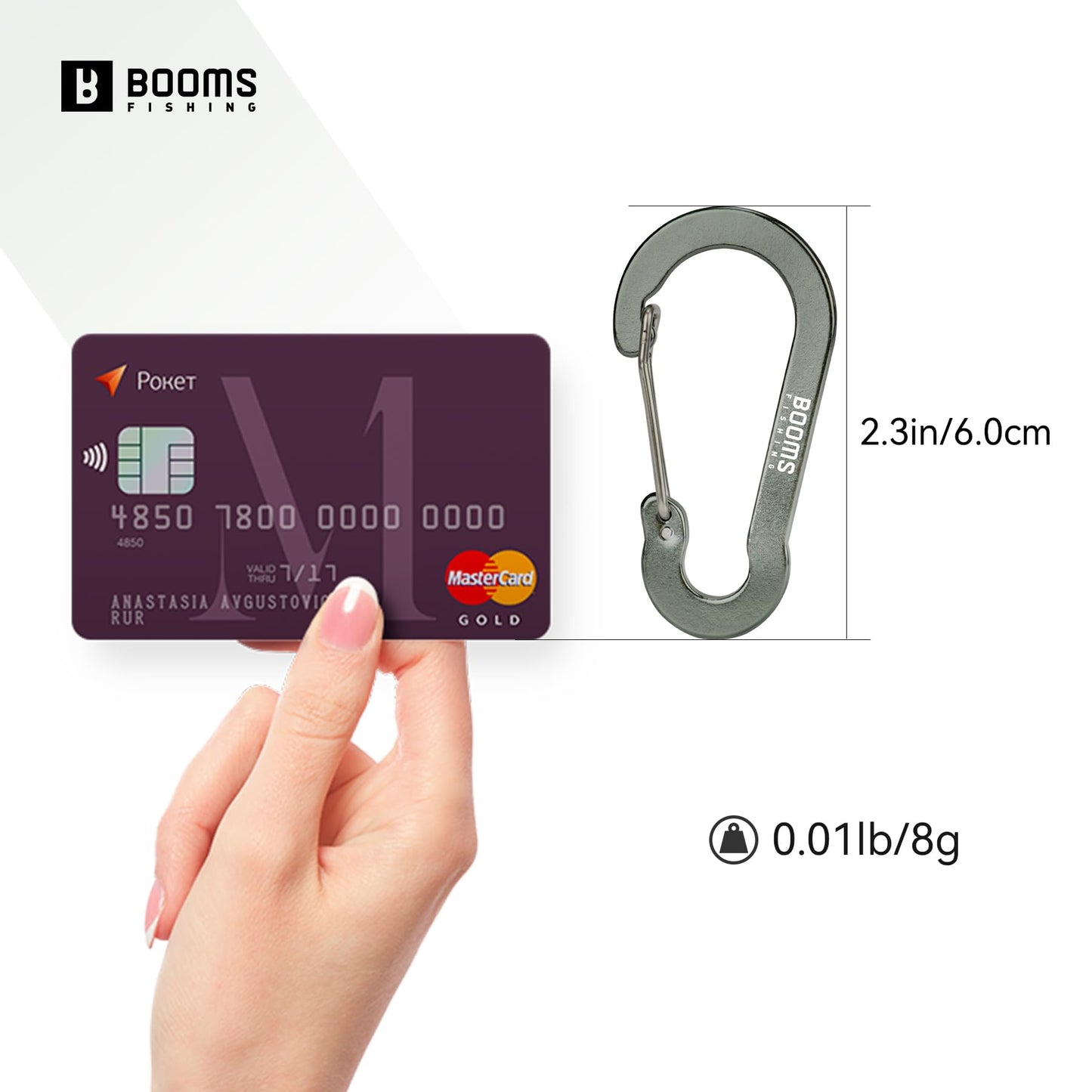 Booms Fishing CC5 Multi-Use Carabiner Clips, 10 Pack 2.3" Small Caribeener Clips, Mini Keychain Caribeaner Clip, Aluminum D Ring Carabiners, Multi-Color #3