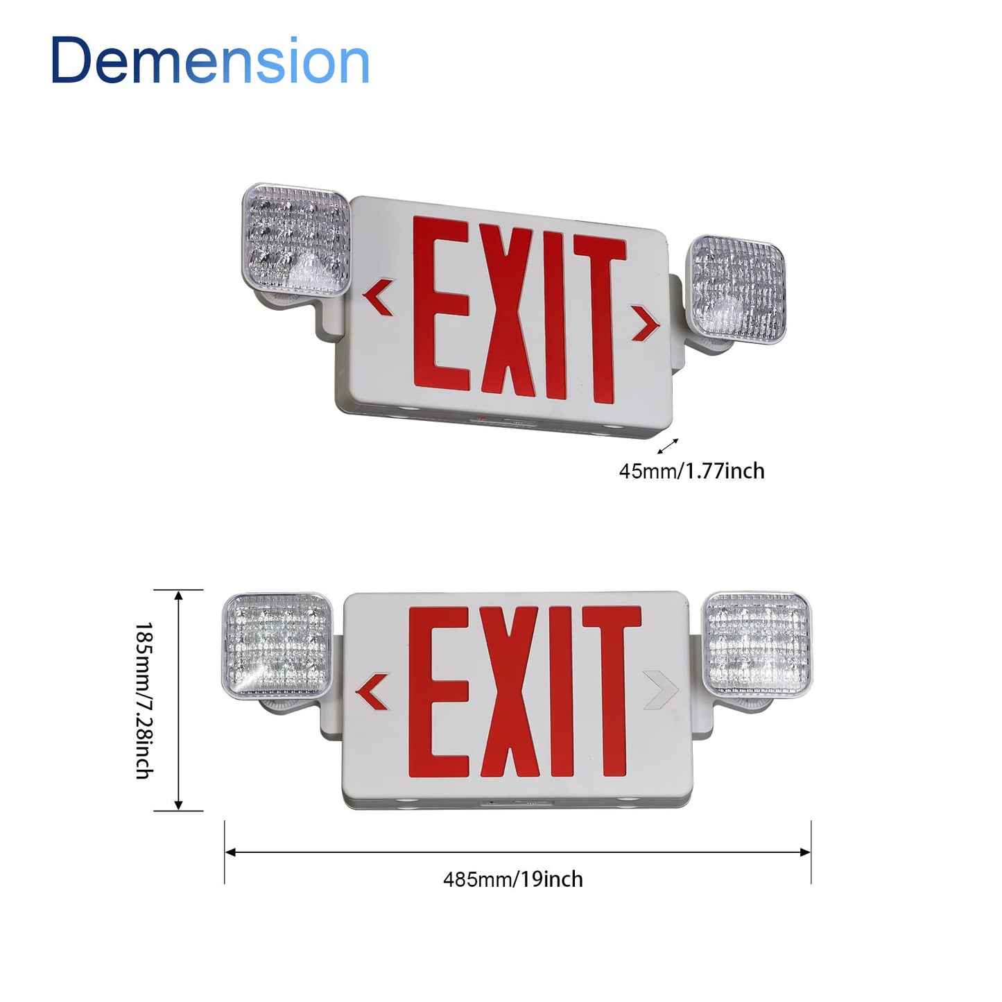 GZRUIYANG Exit Sign with Emergency Lights Red, LED Emergency Exit Light with Battery Backup, UL 924 Certified, AC 120/277V, Commercial Emergency Lights Combo for Business - 1 Pack
