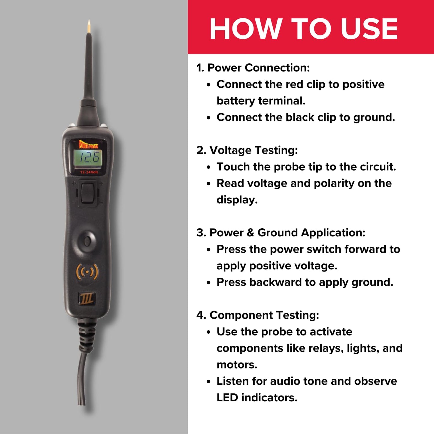 Power Probe III w/Case & Accessories - (PP319FTC) [Car Automotive Diagnostic Test Tool, Digital Volt Meter, AC/DC Current Resistance, Circuit Tester] (Black - Limited Edition)