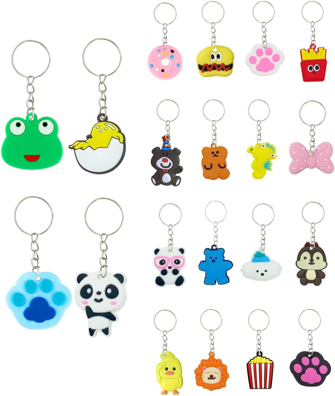 Skiennix 100pcs Cartoon Keychains - Mini Cute Keyrings for Kids' Party Favors | 20 Vibrant Colors