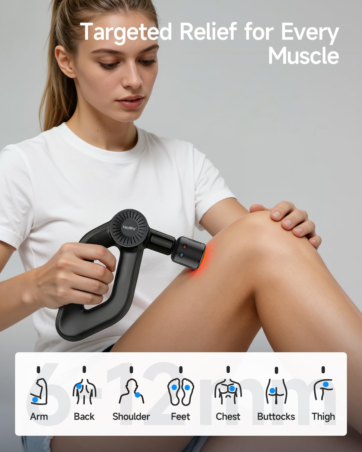 HEYCHY Percussion Massage Gun Deep Tissue with Adjustable Amplitude for Muscle Relief, Professional Handheld Massager for Neck, Back, Shoulder, Leg, Ideal for Men, Athletes, Black