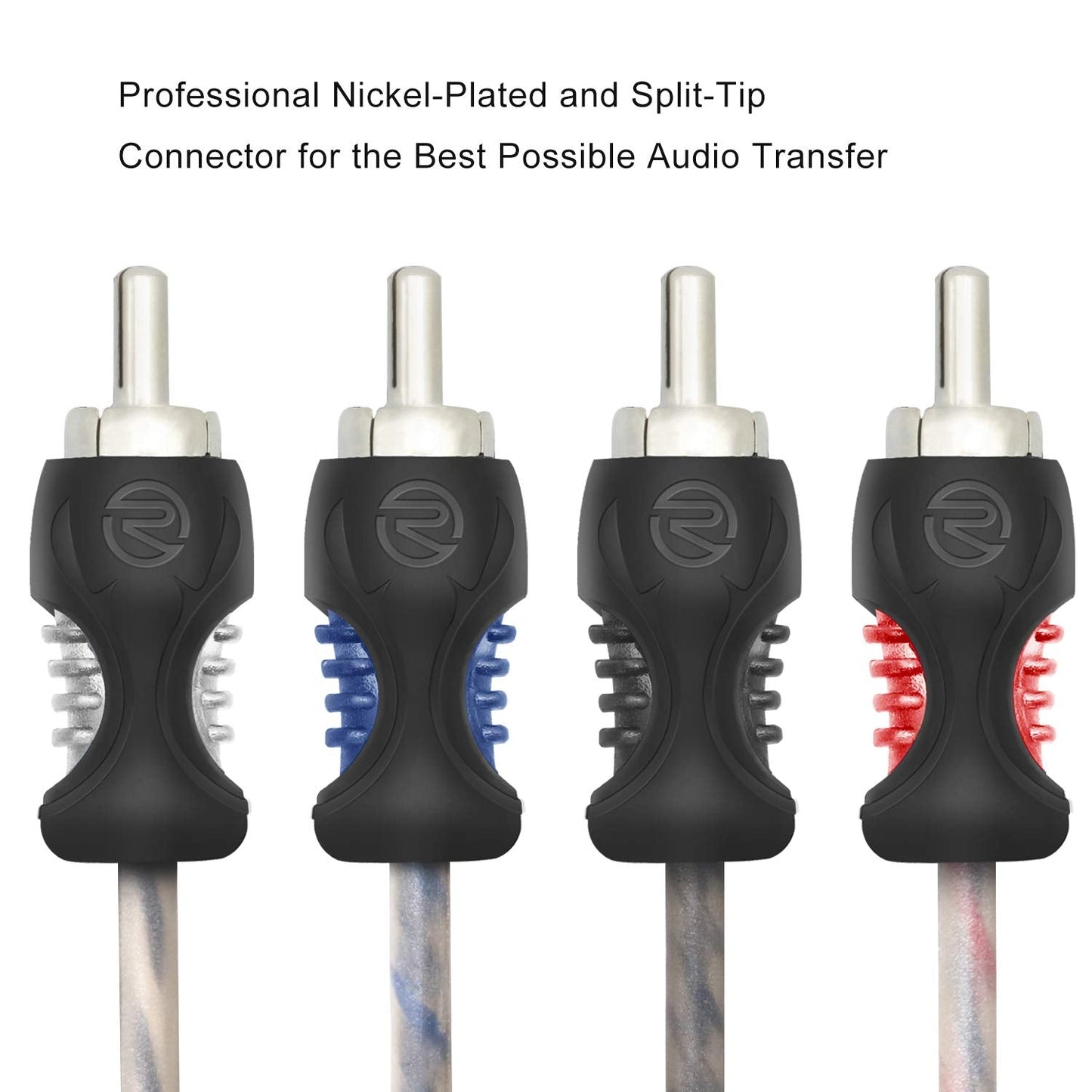 RCI417 100% 17ft 4 RECOIL Oxygen Free Copper Channel RCA Audio Cable Twisted Pair with Noise Reduction, Speaker