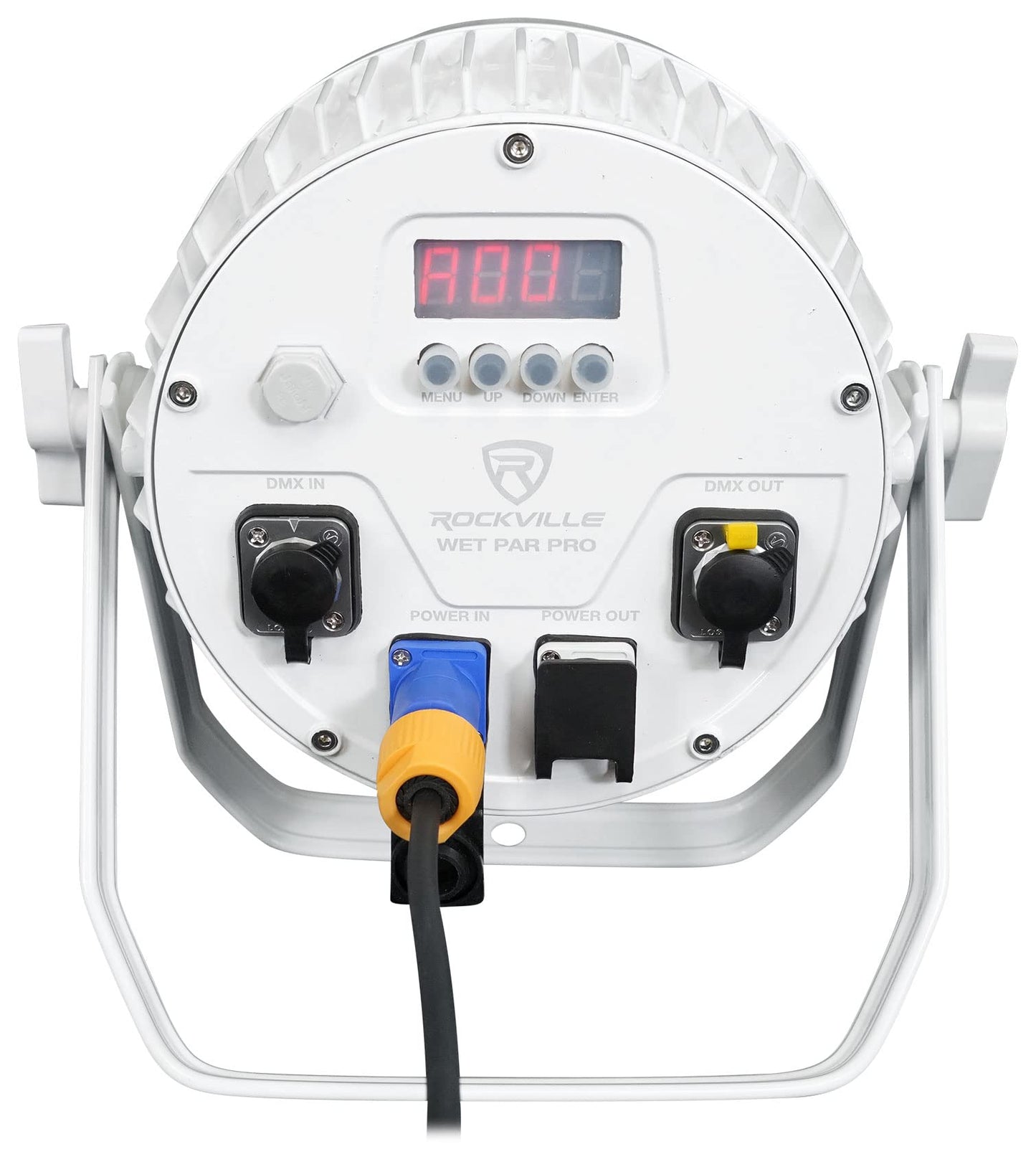 Rockville WET PAR PRO WHITE 12 LED RGBWA+UV Par Wall Wash Up Light, Waterproof IP54, DMX Control, Adjustable Beam, for Restaurants, Stages, Clubs