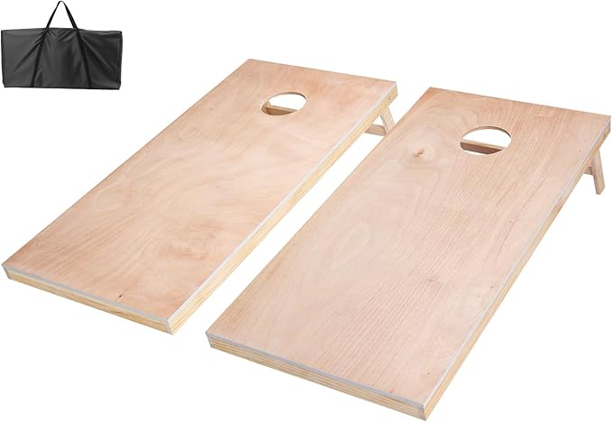 VEOVR Cornhole Set, Corn Hole Game Boards, Wood Portable Toss Board, Indoor and Outdoor Cornhole Play for Adults for Yard, Backyard, Beach, Camping